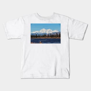 Mount Denali and Lake Vector Painting Kids T-Shirt